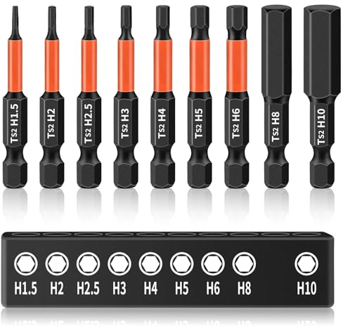 Embouts Visseuse Hexagonale, 50mm Hex Tige Tournevis Tete 1/4 Embout Tournevis Hexagonale Magnétiques Tige S2 Acier Visseuse Allen Sets pour Perceuses Sans Fil Perceuse Main (9 pièces)