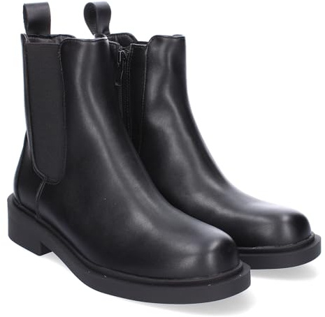 shoes&blues.es 86112 Botin Chelsea Elegante y Comodo para Mujer con Elastico Lateral, y Suela Antideslizante, Ideal para Otono e Invierno. Negro Talla 37