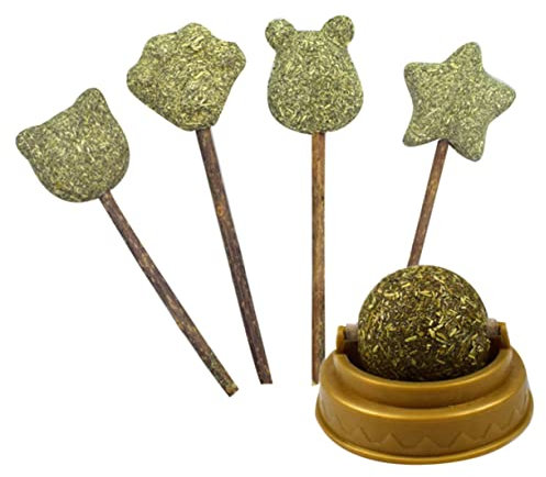 GREENADSCAPE 5St Katze Katzenminze Ball katzenschere Krallen katzenkralle schlecksnack für Katzen Kätzchen Kaustäbchen drehbare Katzenminze Katzenbonbons Katze Katzenminze Lutscher Bambus Green