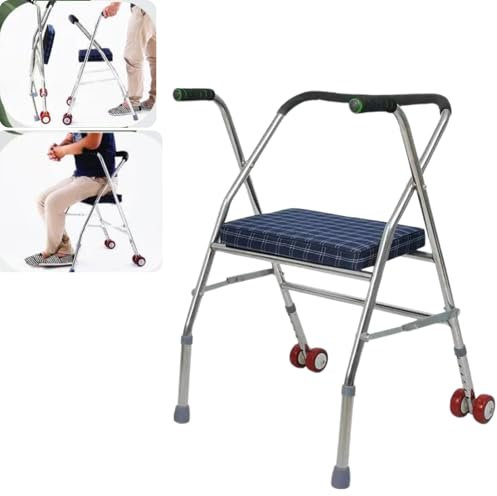 AIRM HEALTH Faltbarer Gehwagen für Senioren mit 2 Rädern – höhenverstellbar (75–93 cm) – Aluminium (2,6 kg) – belastbar bis 100 kg