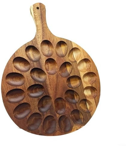 Plato de madera con asa, plato de huevos rellenos de 24 agujeros, apto para huevos frescos y duros