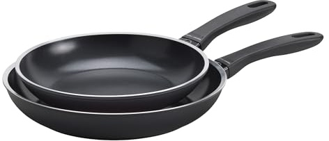 HENCKELS x EMERIL Lagasse Nola 2-pc Nonstick Frying Pan Set, 9.5-inch and 11-inch Frying Pan, Heavy-Gauge Aluminum for Fast, Even Heat Cooking, Made in Italy, Black