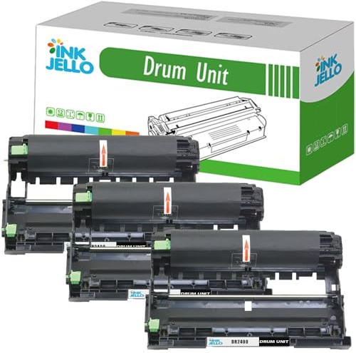 Inkjello DR2400 Drum Unit Replacement For Brother DR2400 Compatible with Brother DCP-L2550DN HL-L2310D HL-L2350DW HL-L2370DN HL-L2370DW HL-L2370DW XL HL-L2375DW MFC-L2710DN MFC-L2710DW Black (3-Pack)
