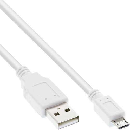 InLine 0, 5 m USB 2.0 A – Micro B USB A Micro USB B Stecker 0, 5 m USB-Kabel – Usb Daten Kabel (0, 5 m; USB A; Micro USB B männlich, 2.0, männlich/Weiß)