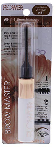 Brow Master - Máscara de cejas todo en 1, AB1 Light Medium por Flower Beauty para mujeres, 0.35 onzas