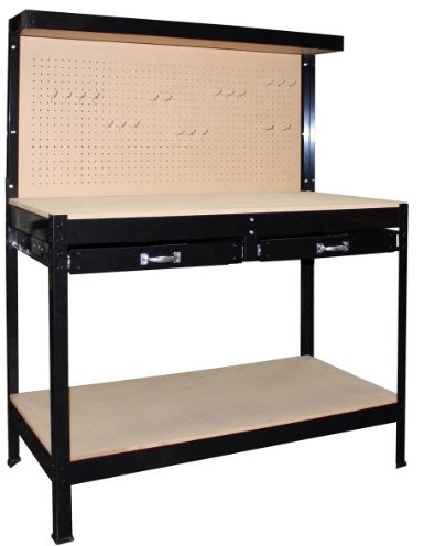Tavolo da Lavoro Fisso con Pannello e 2 Cassetti – L 122 x H 150 x P 61 cm