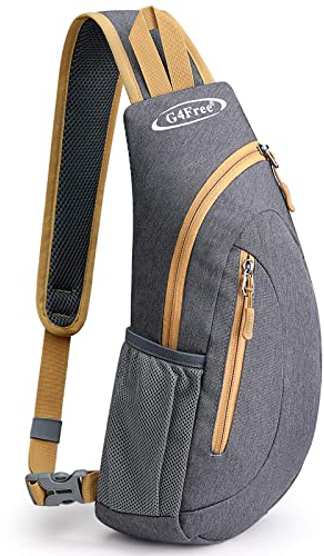 G4Free Rucksack mit Schulterriemen, leicht, klein, für Sport, Wandern, Radfahren, Herren und Damen, Grau/Gelb., S, Praktisch: