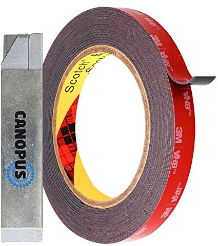 CANOPUS Profi 5952 Doppelseitiges Klebeband Extra Stark, Wasserdicht klebeband (12,5mm x 3m), Schwerlast Wasserfest Montageklebeband für LED-Streifen, Wohnkultur, Schwarz
