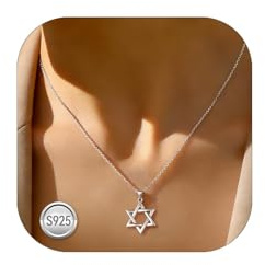 FaithHeart Star of David Necklace for Women, 925 Sterling Silver Pendant Necklace Dainty Jewish Necklaces Everyday Jewelry for Women
