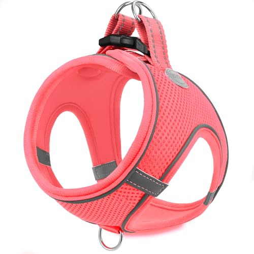 Joytale Step hundsele, reflekterande ventilerande västsele i mjukt nät, enkel promenadsele med säkerhetsspänne för valpar och extra små hundar, XS, rosa