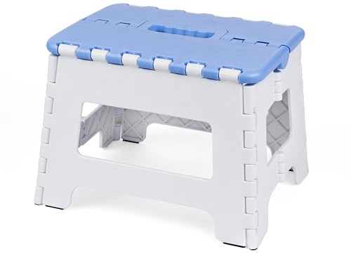 JOLLY Sgabello pieghevole piccolo – stabile e compatto, portata fino a 100 kg, ideale per bambini e adulti, versatile: bagno, campeggio, giardino e viaggi, salvaspazio e portatile (30 x 34 x 4 cm