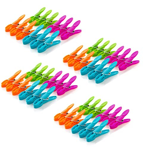 48PCS Clothes Pegs For Washing Line, Beach Towel Clips Washing Pegs, Plastic Laundry Pegs Washing Clothes Clip, for Garden, Sunbeds Sun Loungers Pool Chairs (4 Colors)