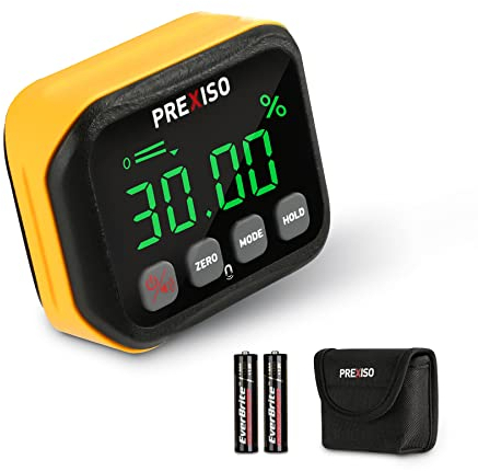 PREXISO Inclinometro Digital, Buscador de Ángulo Transportador Base Medidor de Ángulos con LCD Pantalla, Nivel Digital