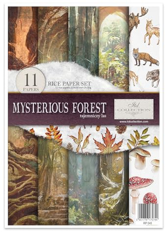 ITD Collection - Reispapier Kreativset A4 Decoupage Rice Paper Sheet 29,7 x 21 cm Serviettentechnik Mehrfarben (Mysterious Forest, RP045)