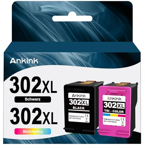 ANKINK Wiederaufbereitet Tintenpatrone Druckerpatronen als Ersatz für HP 302XL für Patrone 302 XL für 1110 2130 3630 3632 3634 3636 3639 4520 4524 4525 4526 4528 3830 3831 3833 Schwarz Farbe 2er-Pack
