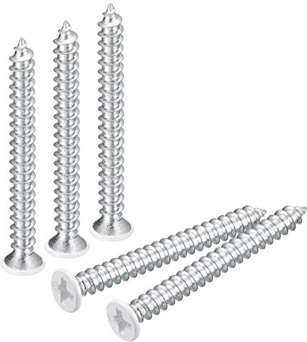 QUARKZMAN ST4x40mm Bianco Viti Autofilettanti Viti, 25pz Metallo Piatta Testa Croce Viti per Legno per Falegnameria Testa Piatta Phillips Universale