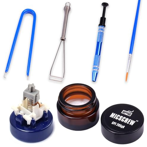 6 PCS Kit di lubrificazione per interruttori di tastiera con estrattore per tappi in metallo, apriporta per interruttori Cherry MX, spazzola di lubrificazione per interruttori di tastiere meccaniche