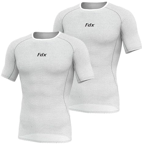FDX Men's Cool Mesh Base Layer Top Short Sleeve Compression Shirt | Stay fresh during every workout with breathable mesh compression shirt that wicks moisture, reduces odours & offers support.