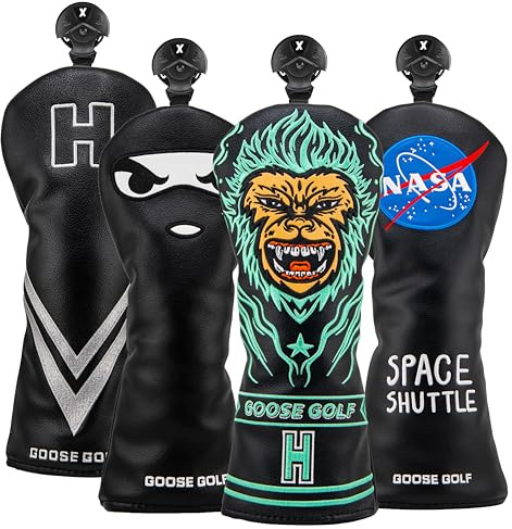 Golfschlägerhauben für Driver, Holz und Hybrid – Kompatibel mit Allen Marken, elastischer Verschluss – Premium-Cover – Weiches Innenfutter und Identifikationsrad – Schützt die Schläger