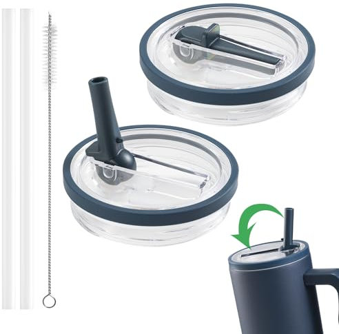 2 tapas de repuesto para vasos de 40 oz para accesorios Stanley, reutilizables, a prueba de fugas, tapa a prueba de vuelco, taza con tapa de repuesto, accesorios Stanley Cup (azul marino)
