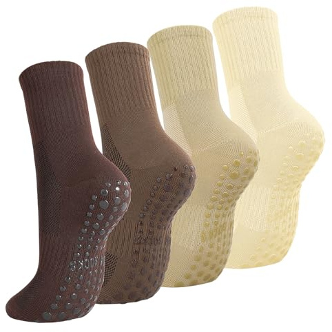 Utensilsto 4 Paar Stoppersocken Damen 39-42 Rutschfeste Yoga Socken Damen Anti-Rutsch Pilates Socken Grip Socken Atmungsaktiv Bequem für Pilates Tanz Ballett Fitness