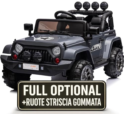 Macchina Elettrica Per Bambini Fuoristrada Adventure Full Optional Auto Elettrica Per Bambini Telecomandata Sedile In Pelle Porte Apribili Doppio Motore Elettrico 12V TOYSCAR (Grigio)