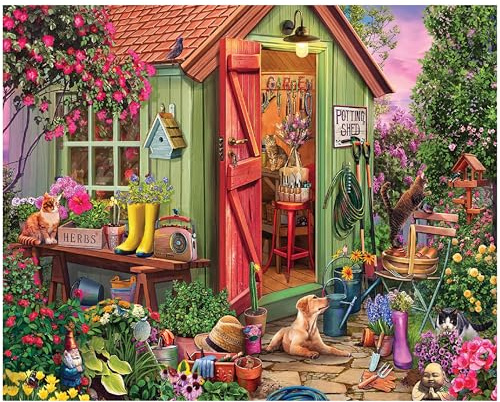 White Mountain Potting Shed Puzzle 1000 Piece Spring Jigsaw Puzzles for Adult Grandparents