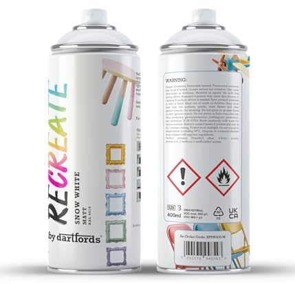 RECREATE Snow White Matt Spray Paint for Wood, Metal, Plastic | Quick Drying, Smooth, Durable, Easy-to-Apply | Suitable for Indoor / Outdoor | For Furniture, Craft, Doors, Ornaments, Pots, Frames