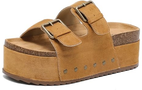 starflare Pantuflas de verano para mujer con suela de corcho, suaves zuecos de baño, sandalias de plataforma con correas ajustables y suela antideslizante para casa, hotel
