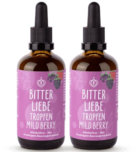 BitterLiebe - Gotas amargas Mild Berry - Gotas amargas sin alcohol con sabor a fruta - Alcachofa y diente de león para la digestión* - Contra los antojos - Vegano y fabricado en Alemania (2)