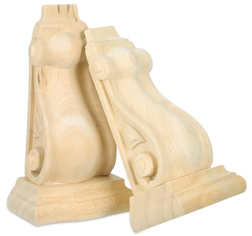 Ciieeo Consoles en Bois Sculpté la Main, Lot de 2, Moulures Décoratives d'Angle pour Étagères et Cheminées, Style Européen, Décoration Murale pour Maison