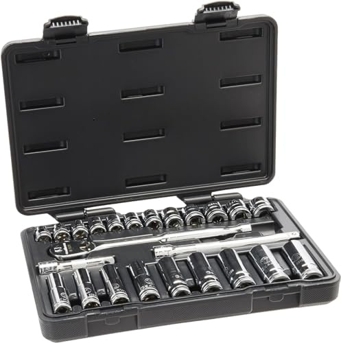 GearWrench 80559 3/8 Drive 6 and 12 Pt. Mechanics Tool Set, Standard & Deep, Metric, 24 Pc.