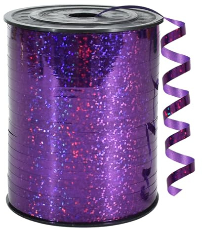 BEISHIDA 500 Yards Purple Crimped Curling Ribbon Shiny Metallic Balloon String Roll Gift Wrapping Ribbon for Halloween Birthday Party Decorations