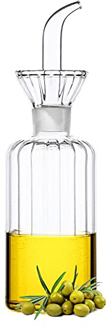HAIZEEN 8oz/240ml Olive Oil Bottle Dispenser/Glass Cruet with DRIPLESS POUR SPOUT for Kitchen and BBQ