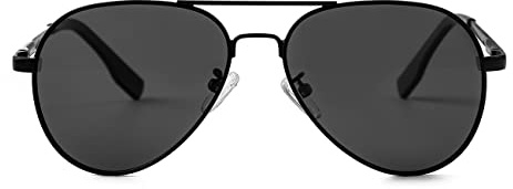 Kids Small Polarized Aviator Sunglasses for Girls and Boys Age 4-16 (Black/Grey)