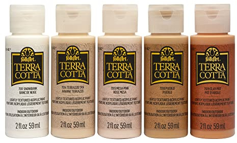 FolkArt Terra Cotta Acrylic Paint Set of 5, Essentials 2 fl oz Assorted Matte Finish Colors For Painting, Drawing & Art Supplies, DIY Arts And Crafts Acrylic Paint For Kids And Adults, 44506