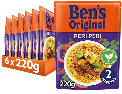 BEN'S ORIGINAL Peri Peri Microwave Rice, Bulk Multipack 6 x 220g pouches