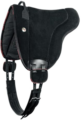PIONEER Hästsadel mocka för naturberg, ridsadel tillverkad i Italien med vaddering vadd och minnesskum, barback 46 x 38 cm med ridning i neopren - Fuchsia
