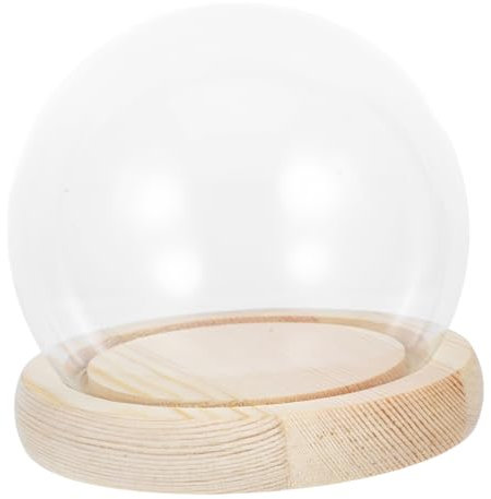 ORFOFE Glass Dome Display Cover Wooden Base for Eternal Flowers Landscapes and Decorative Figurines for Home Decor and Collectibles