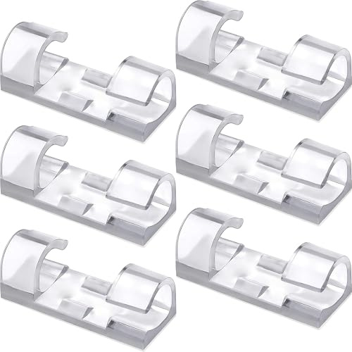 Electraline 71697 set med 15 klämmor genomskinliga kabelklämmor med lim, multifunktionell kabelhållare, kabelhantering, USB-laddningskabel, ljudkabel etc