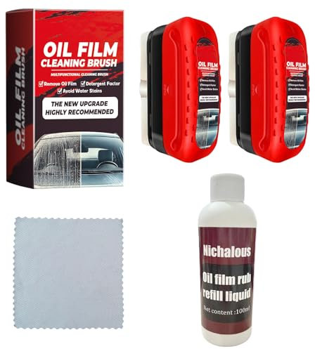 Pulizia Vetri Auto,2pcs Automotive Oil Film Cleaning Brush,Liquido Lavavetri Auto,Detergente Vetri Auto,Detergente per Parabrezza e Rimozione Pellicola D'olio