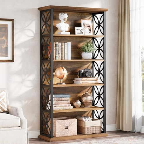 Tribesigns 6-Tier Tall Bookshelf, 71 Industrial Bookcase with Metal Frame, Freestanding Open Storage Shelves for Home Office, Living Room, Bedroom