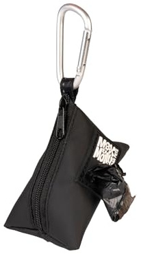 Max & Molly Kotbeuteltäschchen Matrix 2.0 - Kotbeutelspender, mit Reißverschluss zum Befüllen, Loch zum Entnehmen, Karabiner zur Anbringung (Schwarz)