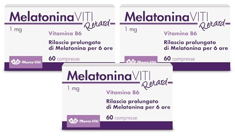 Melatonina Viti Retard - Integratore per il Sonno, 3x60 Compresse, con Melatonina e Vitamina B6, Aiuta a Dormire, Migliora la Qualità del Sonno