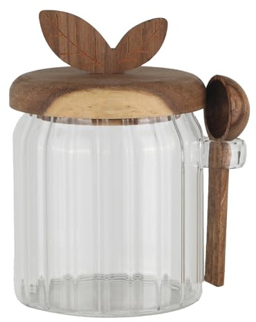 Vesavifaka Zuccheriera con coperchio e cucchiaio, 450ml spargizucchero per caffetteria, barattolo per caffè in vetro, contenitore ermetico, contenitore per zucchero di canna, cereali, tè, sale