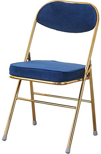 Lyxig hopfällbar stol i flanell med tjockt ryggstöd och kudde, bärbar besöksstol för inomhusbruk stöder upp till 150 kg bekväm och snygg design