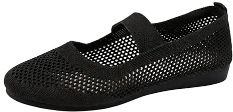 Ballerinaskor dam platta skor breda H halvskor halkfria kostymskor slip-on remballerina rund tå loafers stickade bekväma dansskor mjuka fritidsskor