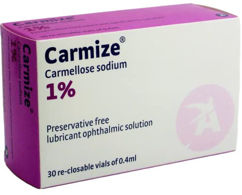 Carmize Carmellose Sodium Eye Drops 1% Lubricant, Re-Closable Vial's of 0.4ml (30 Vials)
