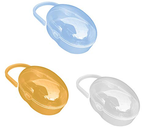 BaiJ Caja De Chupete,3 PCS Caja Estuche de Pezón para Bebé Portachupetes Healifty Contenedores de Almacenamiento de Chupete Portachupete Portachupetes Infant(Amarillo+Transparente+Azul)