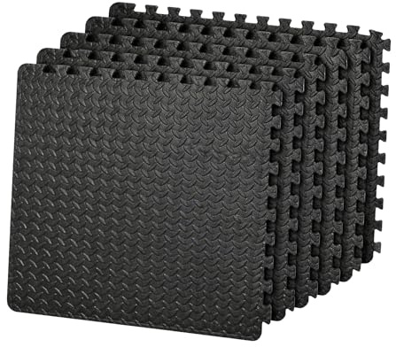 6 st svarta gymgolvpusselmattor sammankopplade EVA golvplattor halkfri gummikudde för hemträning yogamatta, 60 x 60 cm